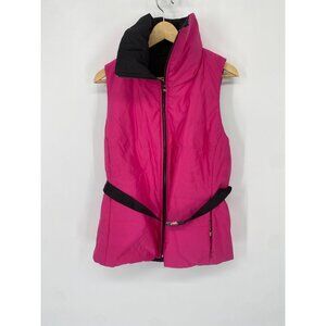 EE BY ETCETERA REVERSABLE PINK BLACK BELTED ZIP UP PUFFER VEST SIZE 14 NWOT